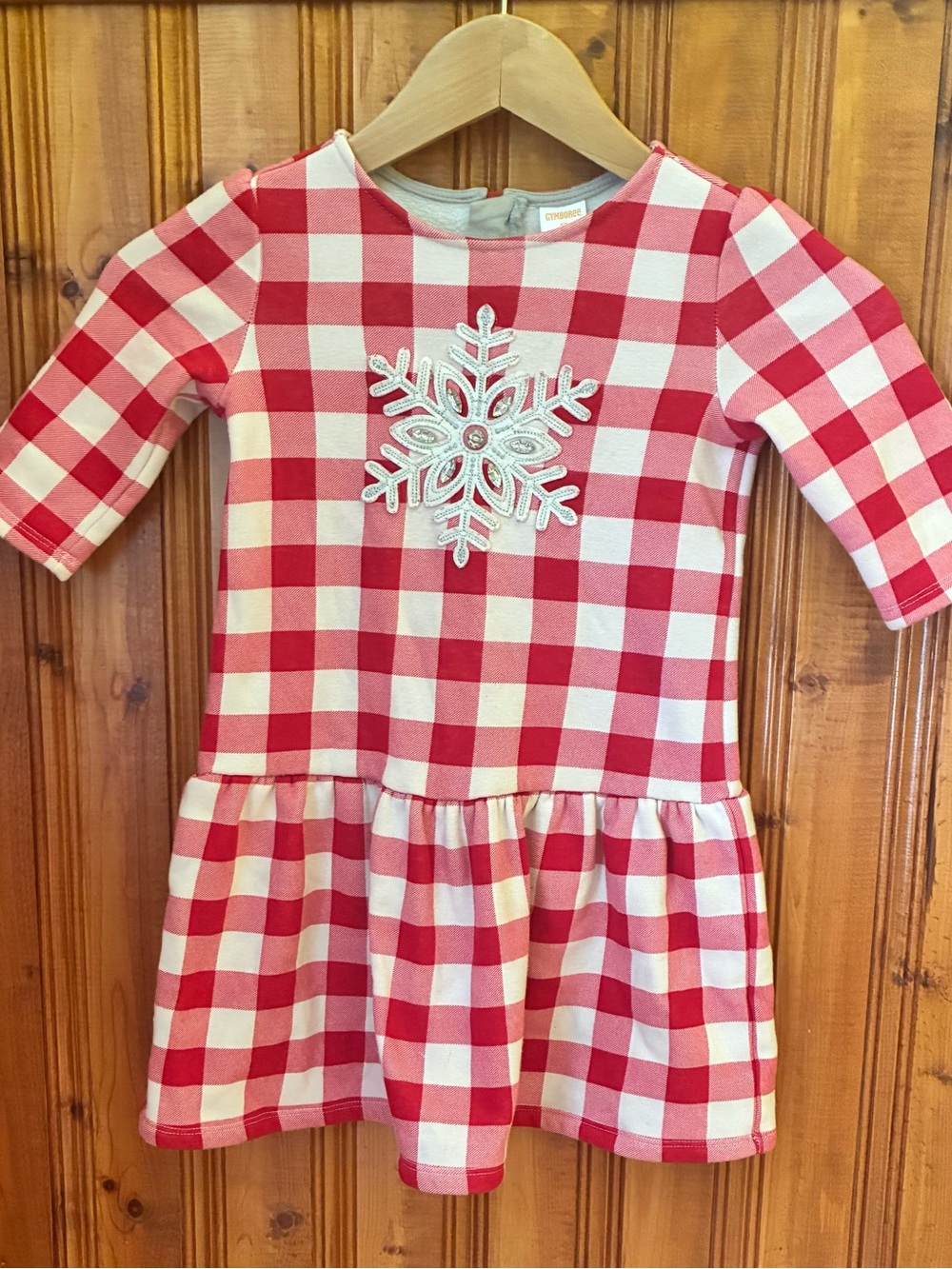 Gymboree Red and White Gingham Snowflake Dress
